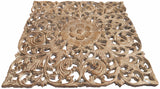 Oriental Home Decor. Rustic Floral Wood Carved Wall Hanging. 24" Available in Dark Brown, Black Wash