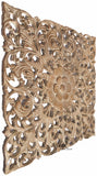 Oriental Home Decor. Rustic Floral Wood Carved Wall Hanging. 24" Available in Dark Brown, Black Wash