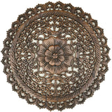 Oriental Round Carved Wood Wall Decor. Decorative Floral Wall Plaques. Teak Wood Wall Hangings. Lotus Wood Carved Wall Art. Color Options Available 24"