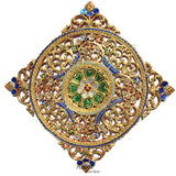 Mosaic Wall Art. Medallion Gold Carved Wood Wall Plaque Asian Home Decor 24"