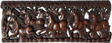 Running Horse Feng Shui Symbol Wood Carved Wall Panel. Asiana Chinese Home Decoration 35.5"x13.5"x0.5" Extra Thick Dark Brown