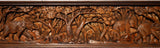 Elephants in Forest Wood Carved Wall Teak Panel. Wildlife Wall Art Home Decor 8"x48" Dark Brown