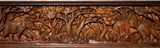 Elephants in Forest Wood Carved Wall Teak Panel. Wildlife Wall Art Home Decor 8"x48" Dark Brown