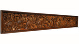 Elephants in Forest Wood Carved Wall Teak Panel. Wildlife Wall Art Home Decor 8"x48" Dark Brown