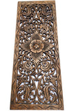 Floral Wood Carved Wall Panel. Decorative Thai Wall Relief Panel Sculpture. Size 35.5"x13.5"Available Color Options