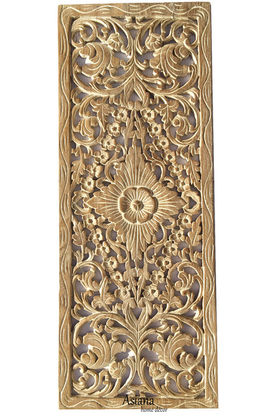 Tropical Floral Wood Carved Wall Panel. Unique Rustic Home Decor ...