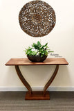 Oriental Round Carved Wood Wall Decor Lotus flower. Decorative Floral Wall Plaques. Rustic Home Decor. 24" Color Options Available