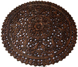 Elegant Medallion Wood Carved Wall Plaque. Floral Bali Rustic Home Decor Wall Art. Asian Home Decor Wall Panels Size 36" Color Options Available