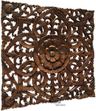 Oriental Carved Floral Wall Art Panel Home Decor. Rustic Wall Hanging. 24"x24"x0.5" Color Options Available
