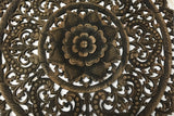 Elegant Medallion Wood Carved Wall Plaque. Large Round Wood Carving Sacred Fig Leaf Wall Decor Panel. Rustic Home Decor. Available Size 36" and 48" Color Options Available
