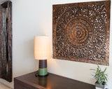 Elegant Wood Carved Wall Plaque. Tropical Asian Home Decor. 48" Square Color Options