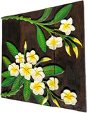 Plumeria Flower Wood Carved Wall Hanging. Dark Brown 27.5"