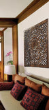 Elegant Wood Carved Wall Plaque. Wood Carved Floral Wall Art. Asian Home Decor Wall Art Panels. Baliness Home Decor. Available Size 36" and 48" Color Options Available