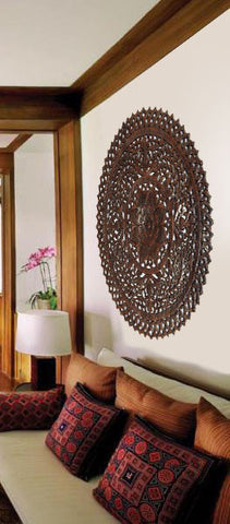 Elegant Wood Carved Wall Plaque.Floral Wood Wall Panels – Asiana Home Decor