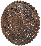 Elegant Medallion Wood Carved Wall Plaque. Round Wood Carved Floral Rustic Home Decor Wall Art. Size 36" and 48" Color Options Available