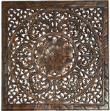 Elegant Wood Carved Wall Plaque. Wood Carved Floral Wall Art. Asian Home Decor Wall Art Panels. Baliness Home Decor. Available Size 36" and 48" Color Options Available