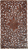 Headboard Floral Tropical Carved Wood Wall Panel. Balinese Wall Sculpture Panel. Size 27"x48" Dark Brown
