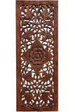Floral Wood Carved Wall Panel. Decorative Thai Wall Relief Panel Sculpture. Size 35.5"x13.5"Available Color Options