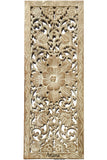 Floral Leaf Wood Carved Wall Panel. Tropical Home Decor. Size 35.5"x13.5"Color Options Available