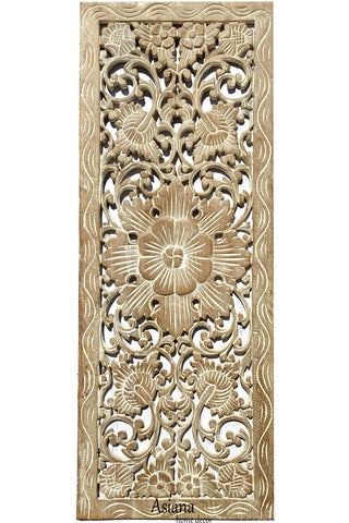 Asian Home Decor.Floral Wood Carved Wall Panel.Wall Art – Asiana Home Decor