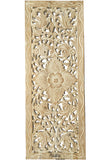 Floral Wood Carved Wall Panel. Decorative Thai Wall Relief Panel Sculpture. Size 35.5"x13.5"Available Color Options