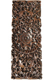 Floral Tropical Large Carved Wood Wall Panel. Asian Wall Art Home Decor. Extra Thick. Available Options Sizes 36"/48" and Colors