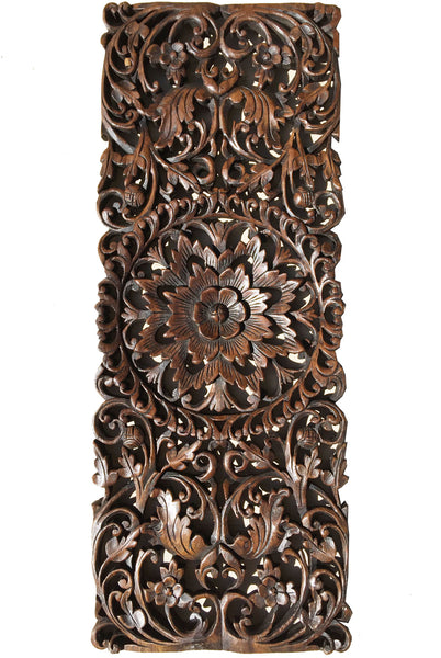 Floral Wood Carved Wall Panel. Wood Wall Decor for Sale – Asiana Home Decor