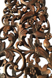 Tropical Home Decor. Bali Home Decor. Floral Wall Art Panel. Wood Carving Headboard 35.5"x13.5" Extra Thick. Set of 2. Color Options Available