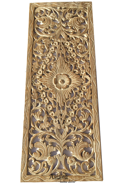 Tropical Floral Wood Carved Wall Panel. Unique Rustic Home Decor ...