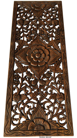Floral Wood Carved Wall Panel. Wood Wall Decor for Sale – Asiana Home Decor
