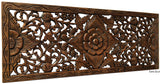 Floral Tropical Wood Carved Wall Art. Wall Hanging. Coastal Home Decor. Large Wood Wall Plaque 35.5"x13.5"x0.5" Color Options Available