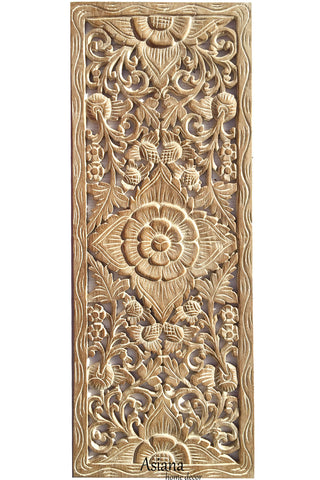 Floral Tropical Wood Carved Wall Art. Wall Hanging. Coastal Home Decor. Large Wood Wall Plaque 35.5"x13.5"x0.5" Color Options Available