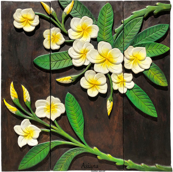Elegant Wood Carved Wall Plaque.Floral Wood Wall Panels Asiana Home Decor