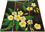 Plumeria Flower Wood Carved Wall Hanging. Dark Brown 27.5"