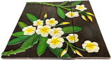 Plumeria Flower Wood Carved Wall Hanging. Dark Brown 27.5"