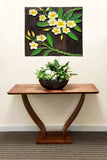 Plumeria Flower Wood Carved Wall Hanging. Dark Brown 27.5"