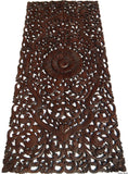Headboard Floral Tropical Carved Wood Wall Panel. Balinese Wall Sculpture Panel. Size 27"x60" Dark Brown