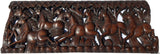 Running Horse Feng Shui Symbol Wood Carved Wall Panel. Asiana Chinese Home Decoration 35.5"x13.5"x0.5" Extra Thick Dark Brown