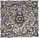 Rustic home decor asian carved wood wall plaque black wash