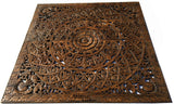 Elegant Wood Carved Wall Plaque. Wood Carved Floral Wall Art. Asian Home Decor Wall Art Panels. Baliness Home Decor. 48" Square Available in Brown and White Wash