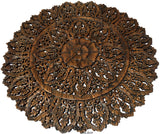 Elegant Wood Carved Wall Plaque. Large Round Unique Thai Wood Carving Floral Wall Decor Panel. Available Size 36" and 48" Color Options Available