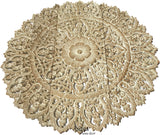 Elegant Wood Carved Wall Plaque. Large Round Unique Thai Wood Carving Floral Wall Decor Panel. Available Size 36" and 48" Color Options Available