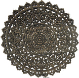 Elegant Medallion Wood Carved Wall Plaque. Large Round Lotus Wood Carving Wall Decor Panel. Available Size 36" and 48" Color Options Available