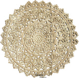 Elegant Medallion Wood Carved Wall Plaque. Large Round Lotus Wood Carving Wall Decor Panel. Available Size 36" and 48" Color Options Available