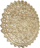 Elegant Medallion Wood Carved Wall Plaque. Large Round Lotus Wood Carving Wall Decor Panel. Available Size 36" and 48" Color Options Available