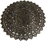Elegant Medallion Wood Carved Wall Plaque. Large Round Lotus Wood Carving Wall Decor Panel. Available Size 36" and 48" Color Options Available