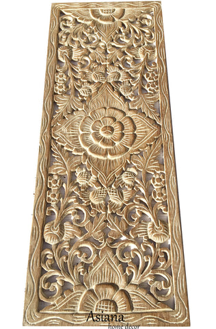 Floral Wood Carved Wall Panel. Wood Wall Decor for Sale – Asiana Home Decor