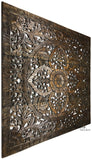 Headboard Wood Carved Floral Wall Art. Rustic Tropical Home Decor. 60" Color Options Available