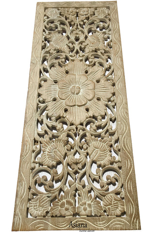 Asian Home Decor.Floral Wood Carved Wall Panel.Wall Art – Asiana Home Decor
