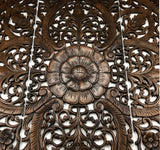 Headboard Wood Carved Wall Panel. Asian Balinese Home Decor. 60" Available in White Wash and Dark Brown